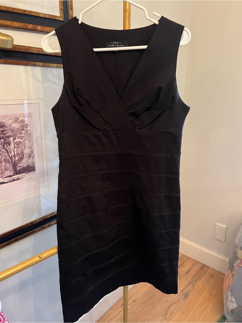 Robert Rodriguez Black V-Neck Sleeveless Sheath Dress